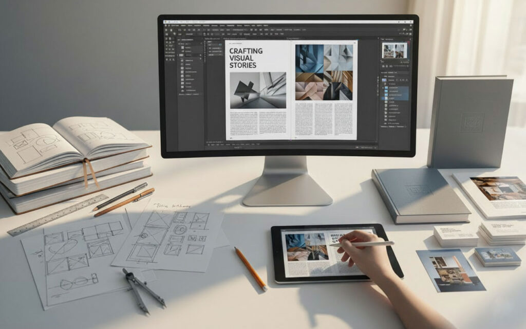 scrivania grafico editoriale